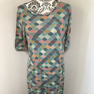 LulaRoe Julia Dress, size L, used, multi colored.
